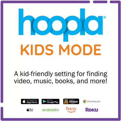 hoopla logo, kids mode